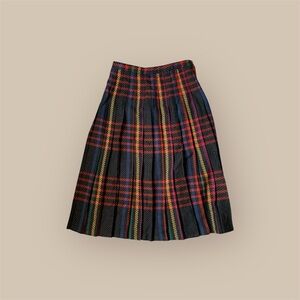 Vintage plaid colorful pleated maxi skirt size 14